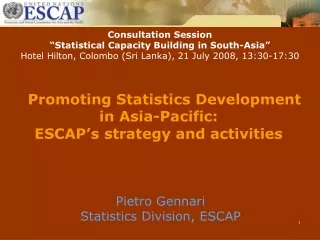 Promoting Statistics Development in Asia-Pacific: ESCAP’s strategy and activities