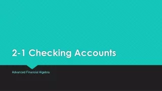 2-1 Checking Accounts