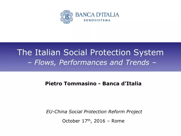 the italian social protection system flows performances and trends