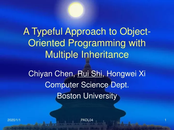 a typeful approach to object oriented programming with multiple inheritance