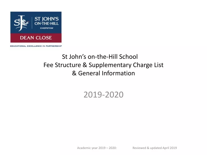 st john s on the hill school fee structure supplementary charge list general information