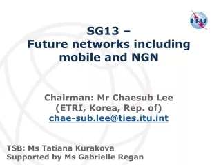 Chairman: Mr Chaesub Lee (ETRI, Korea, Rep. of) chae-sub.lee@ties.itut TSB: Ms Tatiana Kurakova