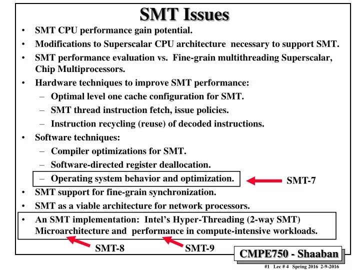 smt issues