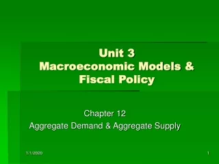 Unit 3  Macroeconomic Models &amp;  Fiscal Policy