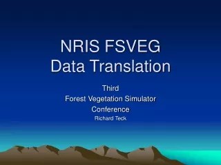 NRIS FSVEG  Data Translation