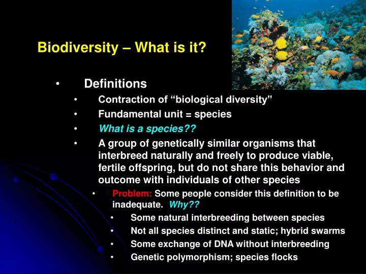 biodiversity what is it definitions contraction