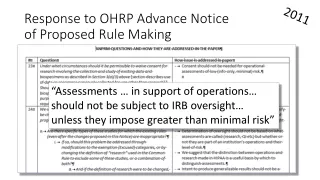 Response to OHRP Advance Notice  of Proposed Rule Making