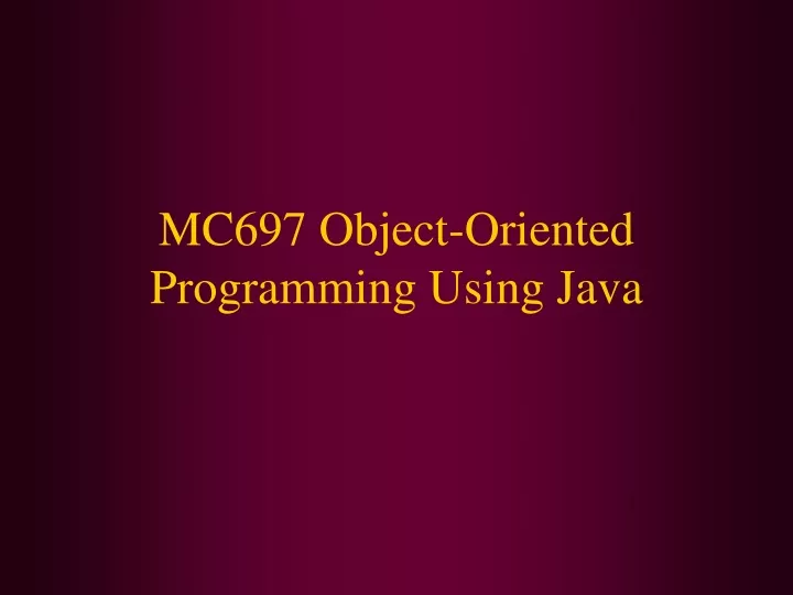 mc697 object oriented programming using java