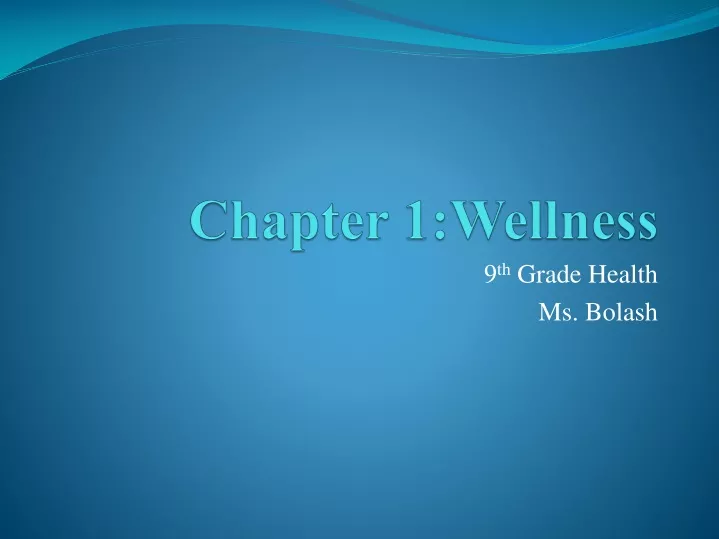 chapter 1 wellness