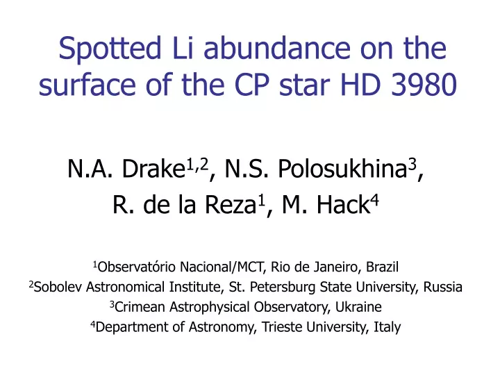 spotted li abundance on the surface of the cp star hd 3980