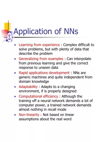 Application of NNs
