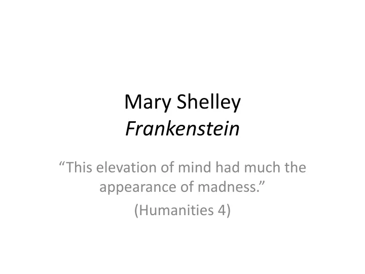 mary shelley frankenstein