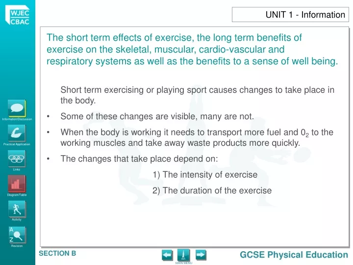 short term exercising or playing sport causes