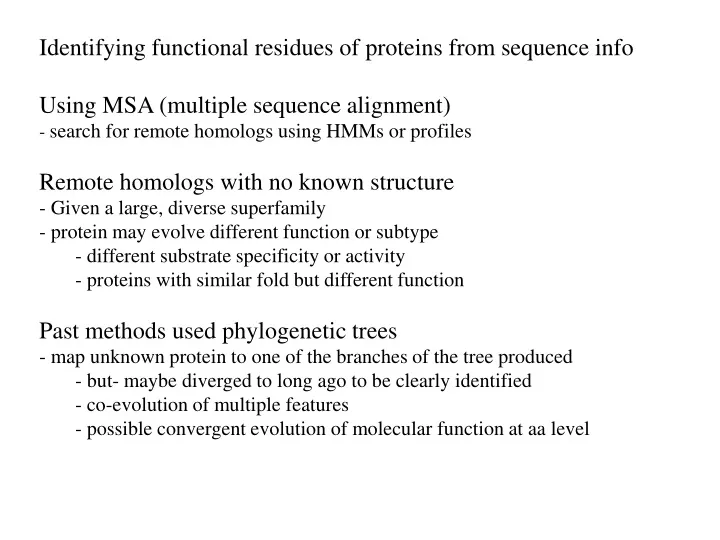 identifying functional residues of proteins from