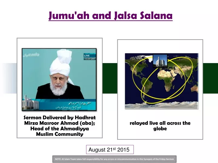 jumu ah and jalsa salana