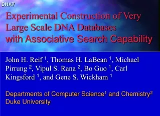 Experimental Construction of Very Large Scale DNA Databases  with Associative Search Capability