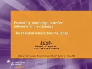 Promoting knowledge transfer:  networks and exchanges The regional innovation challenge