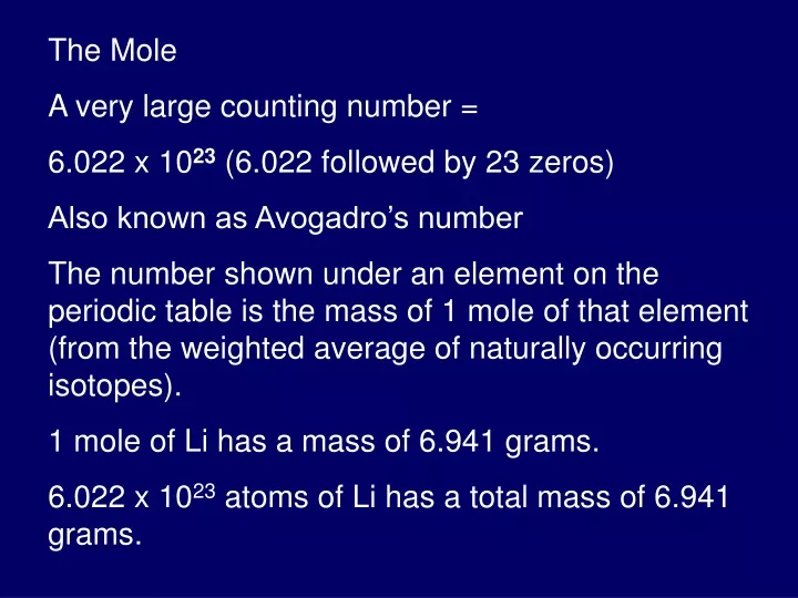 the mole a very large counting number
