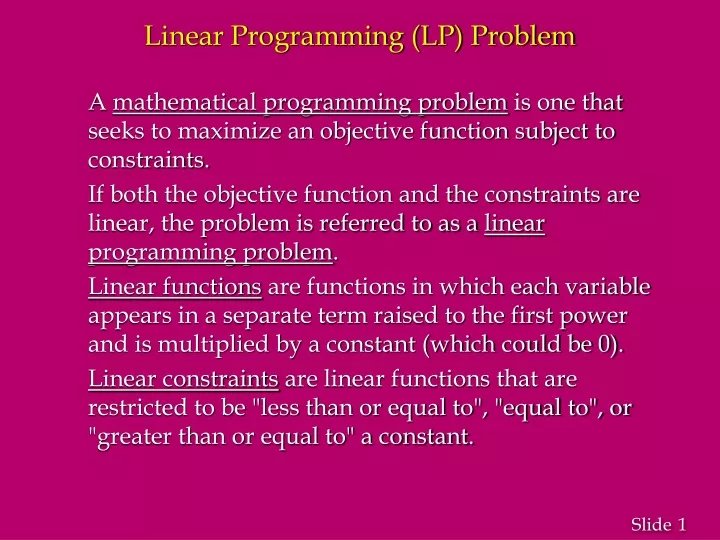 linear programming lp problem