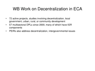 WB Work on Decentralization in ECA