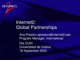 Internet2:  Global Partnerships