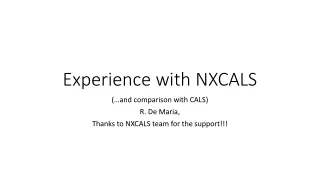 Experience with NXCALS