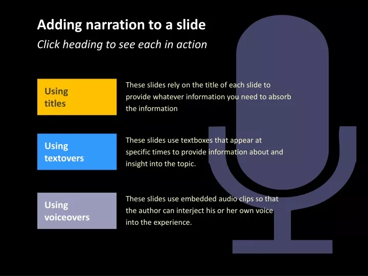 adding narration to a slide click heading