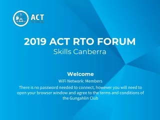 2019 ACT RTO FORUM Skills Canberra