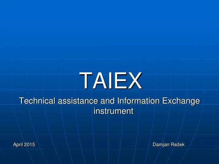 taiex technical assistance and information