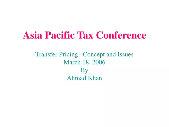 asia pacific tax conference