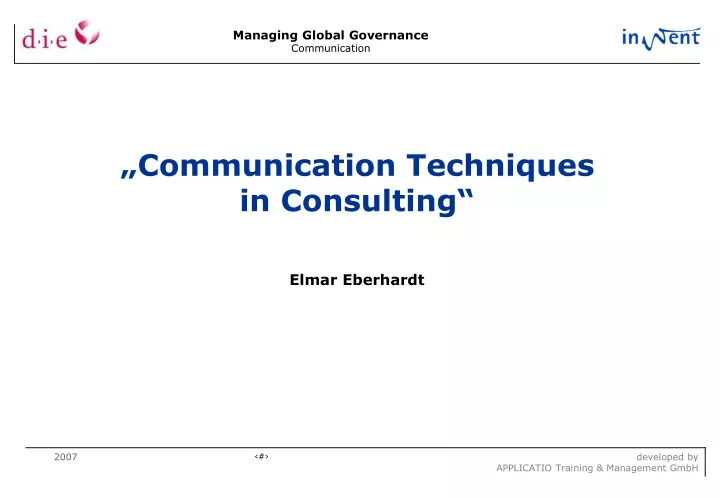 communication techniques in consulting elmar