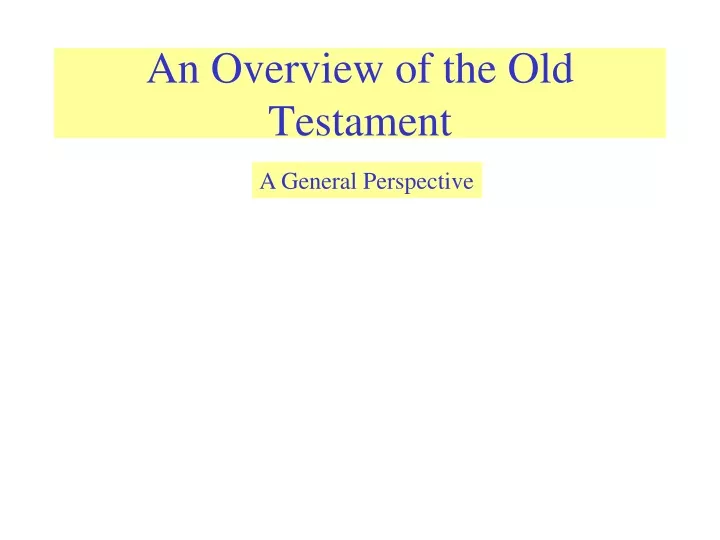 an overview of the old testament
