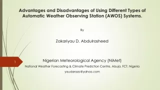 By Zakariyau D. Abdulrasheed Nigerian Meteorological Agency (NiMet)