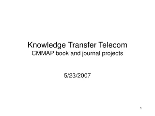 Knowledge Transfer Telecom CMMAP book and journal projects