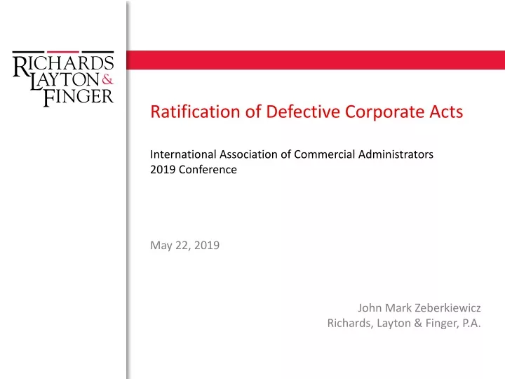 ratification of defective corporate acts