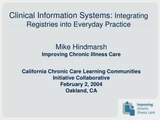 Mike Hindmarsh Improving Chronic Illness Care