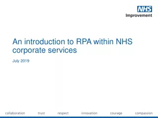 An introduction to RPA within NHS corporate services July 2019