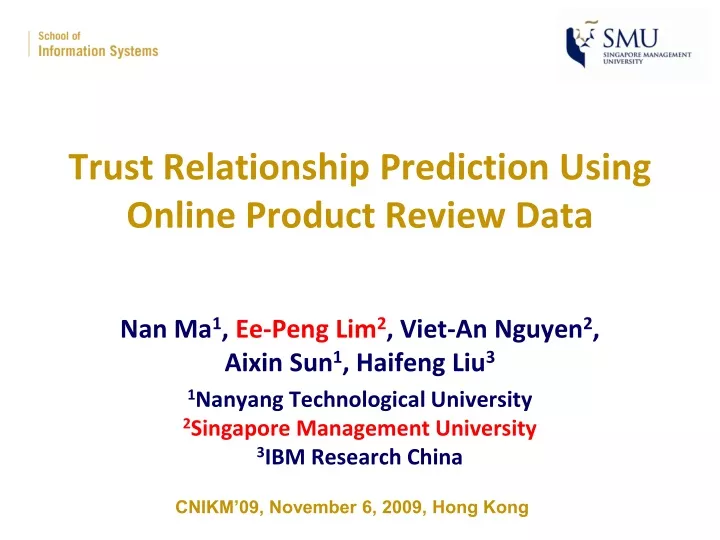 trust relationship prediction using online product review data