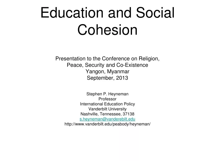 education and social cohesion presentation