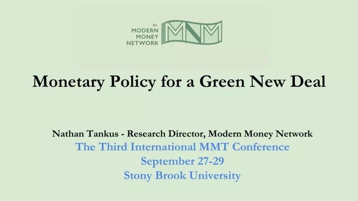 monetary policy for a green new deal