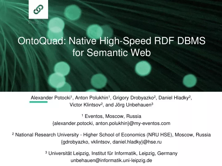 ontoquad native high speed rdf dbms for semantic web