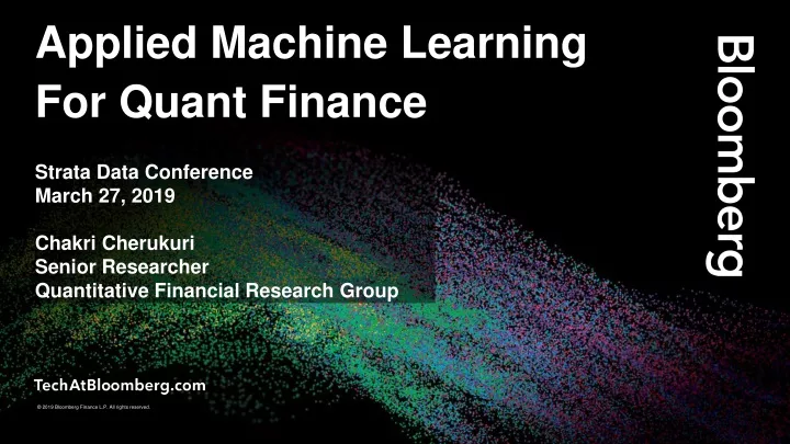 applied machine learning for quant finance