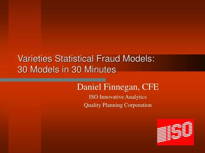 varieties statistical fraud models 30 models in 30 minutes