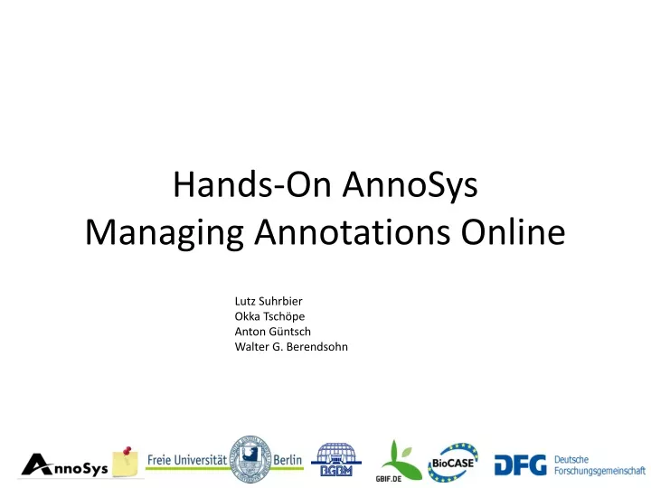 hands on annosys managing annotations online