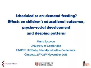 Maria Iacovou University of Cambridge UNICEF UK Baby Friendly Initiative Conference
