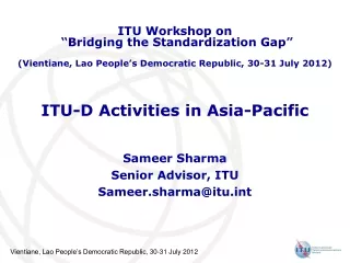 ITU-D Activities in Asia-Pacific