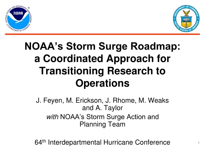 noaa s storm surge roadmap a coordinated approach for transitioning research to operations