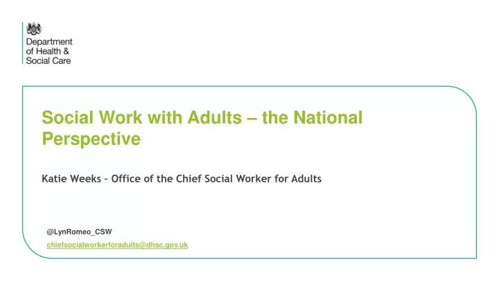 social work with adults the national perspective