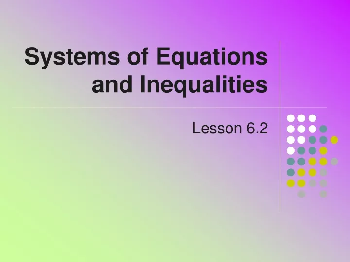 systems of equations and inequalities