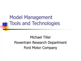 Model Management Tools and Technologies